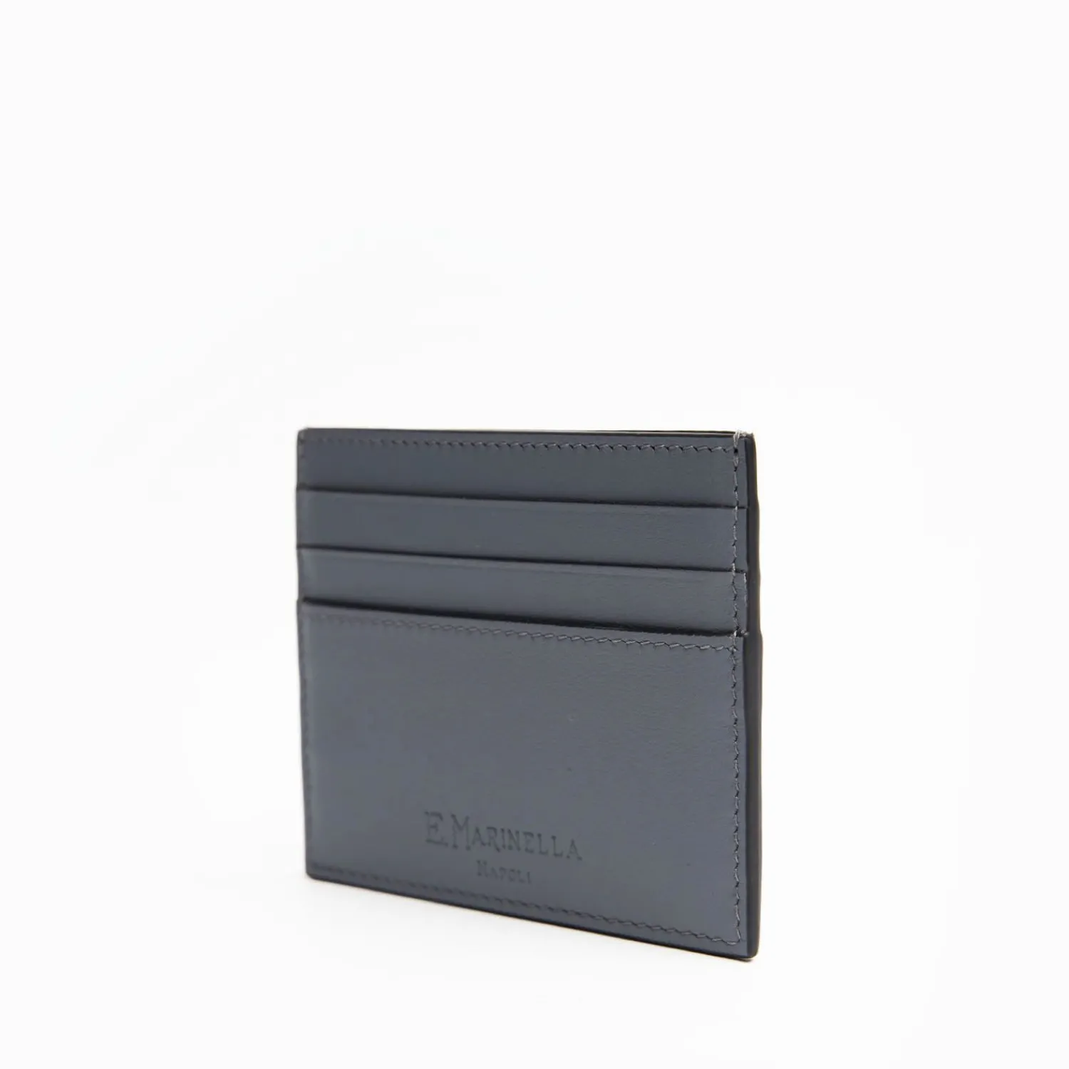 Dark Grey Leather Credit Card Holder>E.Marinella Best
