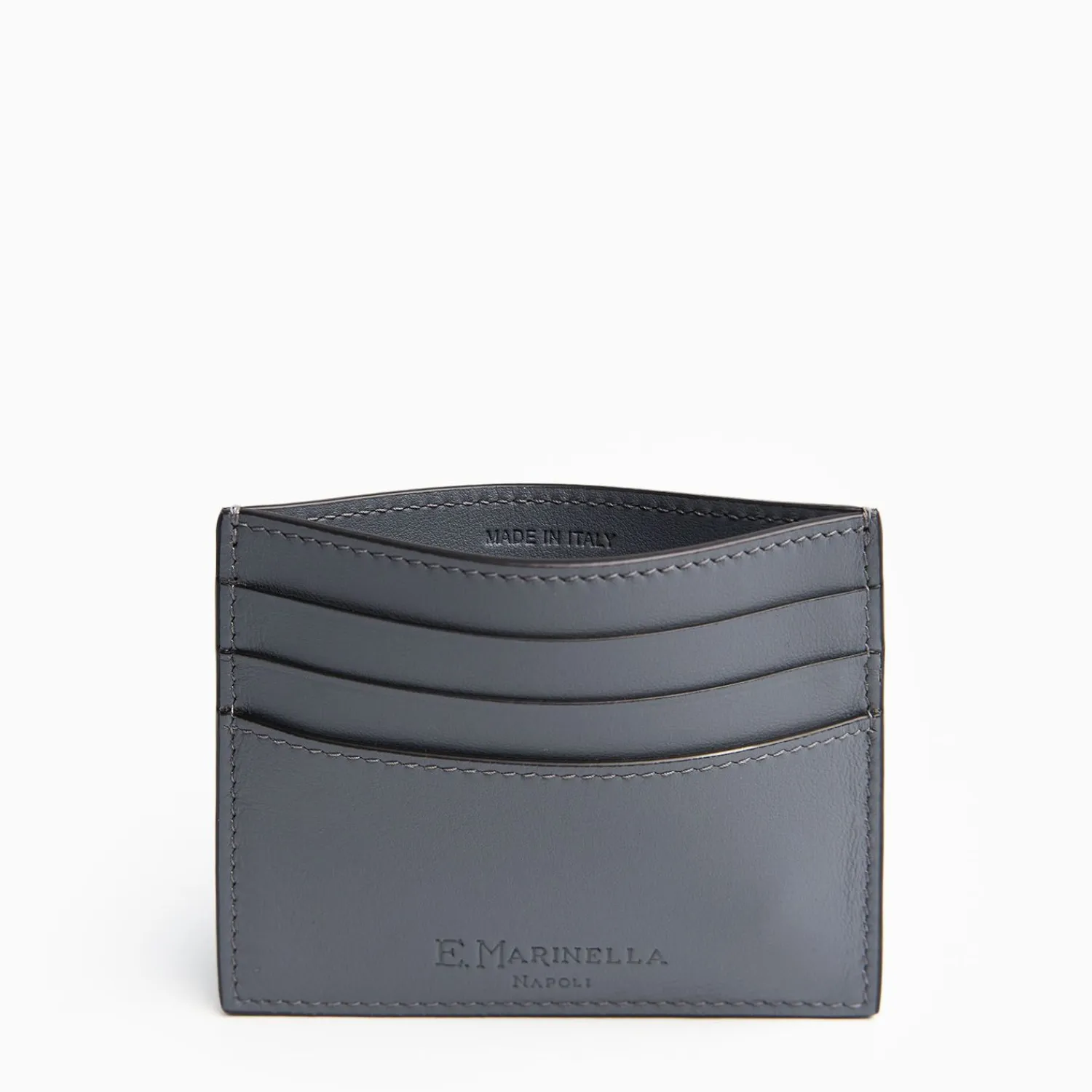 Dark Grey Leather Credit Card Holder>E.Marinella Best