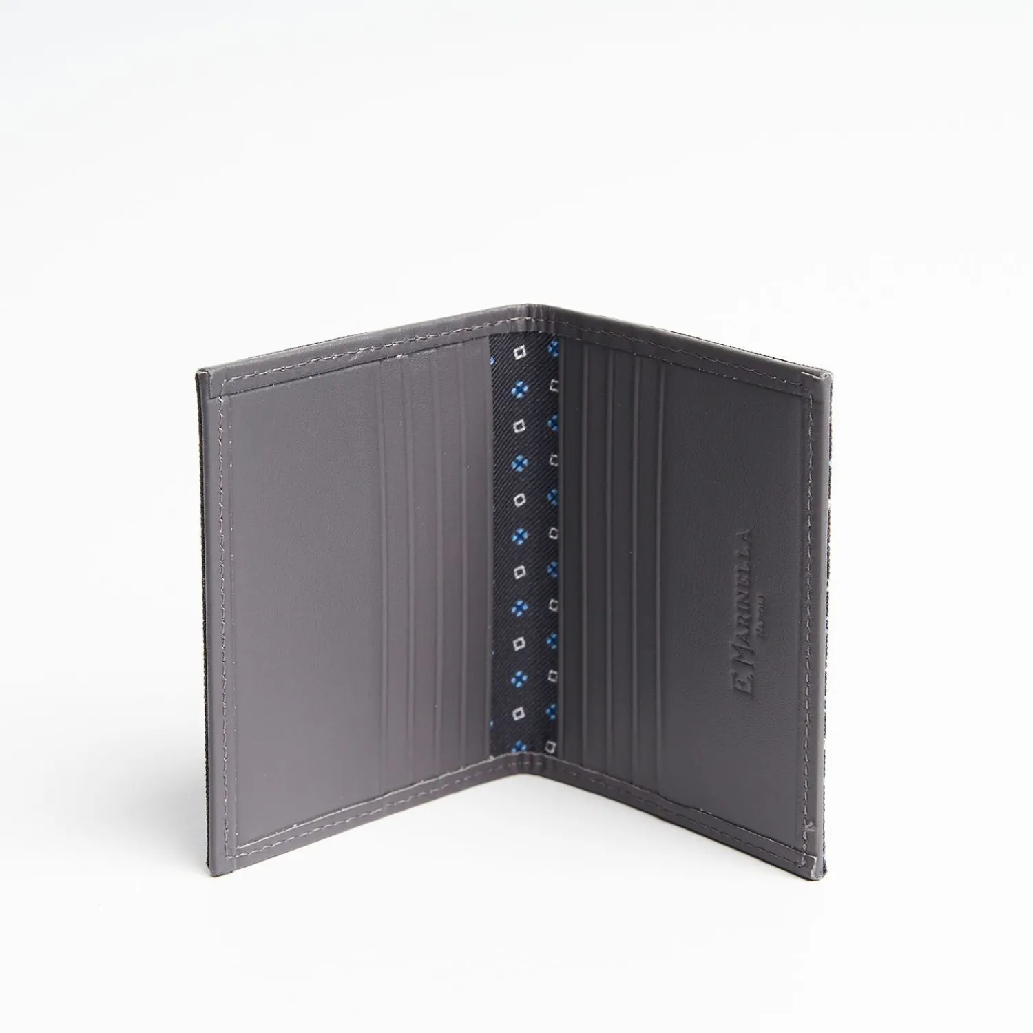 Dark Grey Leather Folding Card Holder - 10 Compartments>E.Marinella New