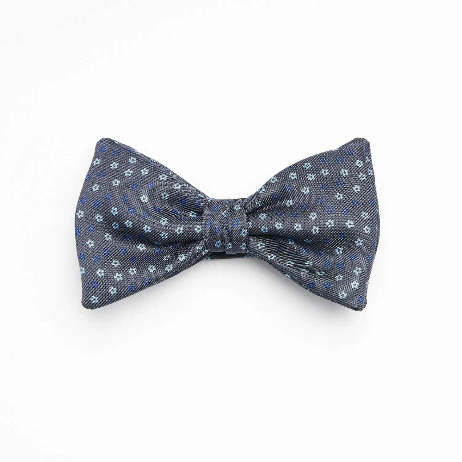 Dark Grey Pre-Knotted Silk Bowtie- Small Flower Pattern>E.Marinella Fashion