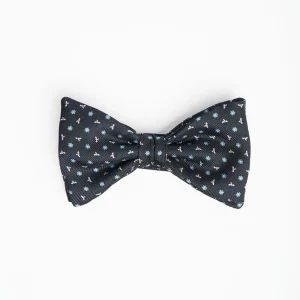 Dark Grey Pre-Knotted Silk Bowtie - Small Flower Pattern>E.Marinella Clearance