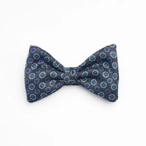 Dark Grey Pre-Knotted Silk Bowtie- Large Flower Pattern>E.Marinella Discount
