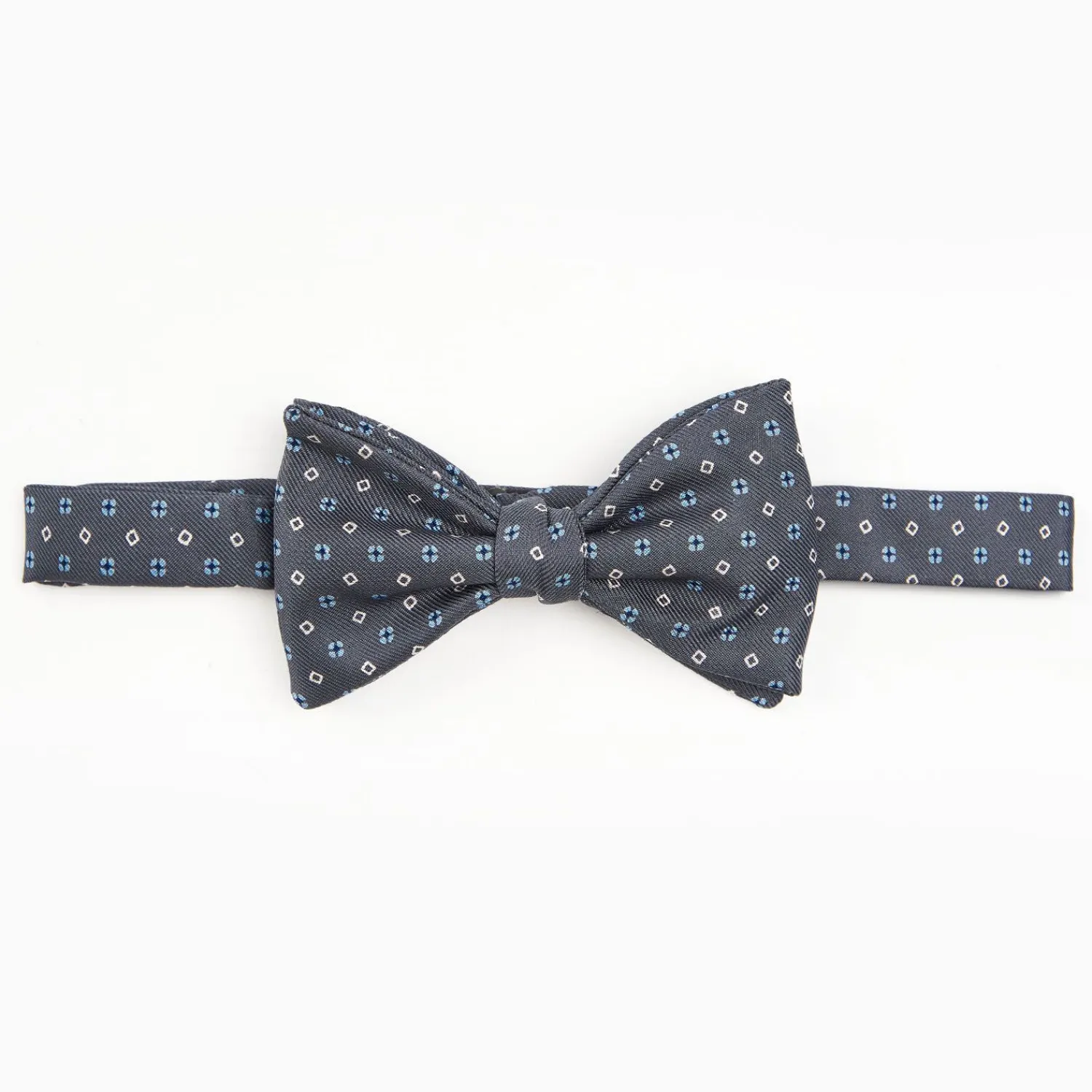 Dark Grey Pre-Knotted Silk Bowtie - Small Flower Pattern>E.Marinella Clearance
