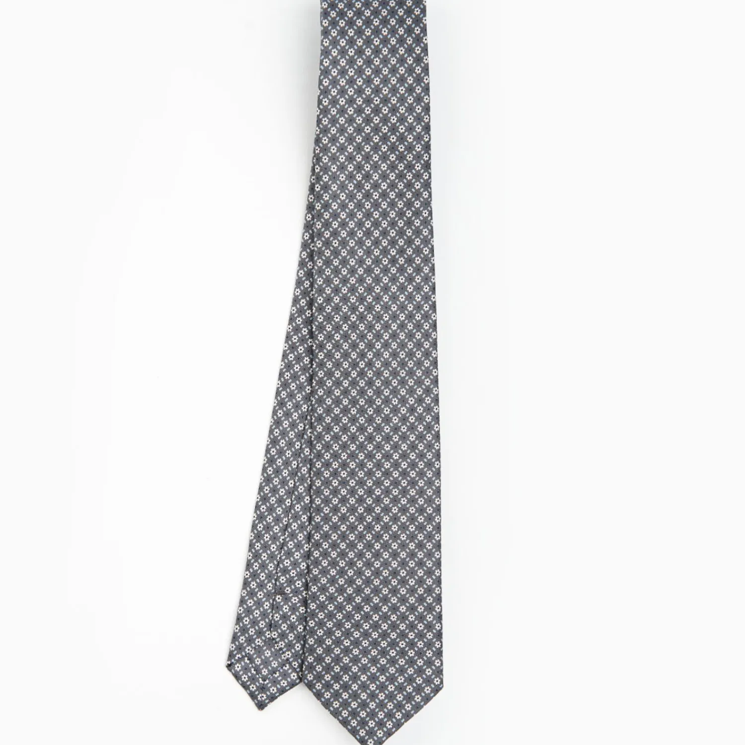 Dark Grey Sartorial 7 Cm Silk Tie - Small Flower Pattern>E.Marinella New
