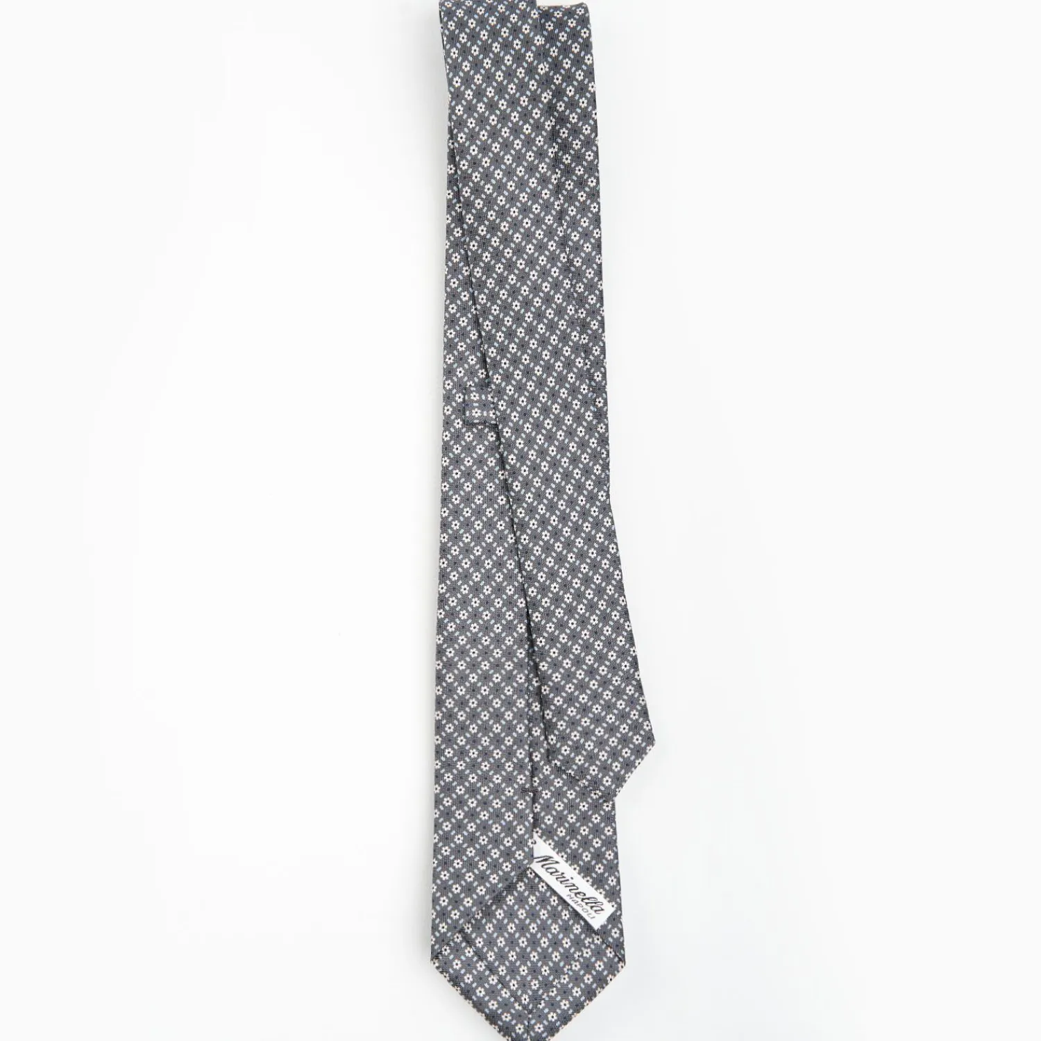 Dark Grey Sartorial 7 Cm Silk Tie - Small Flower Pattern>E.Marinella New