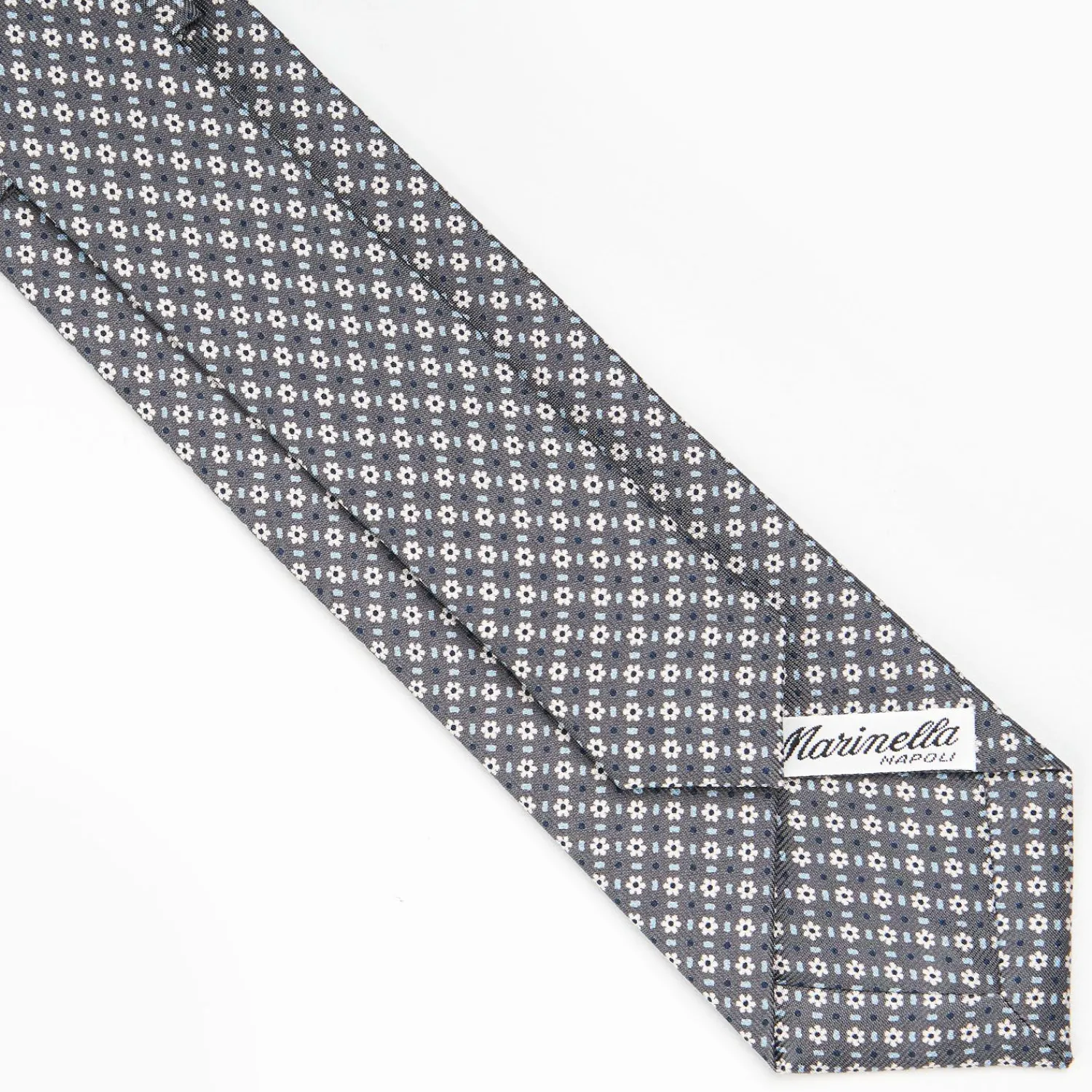 Dark Grey Sartorial 7 Cm Silk Tie - Small Flower Pattern>E.Marinella New
