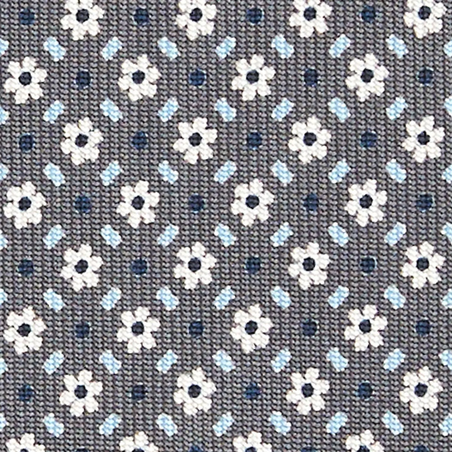 Dark Grey Sartorial 7 Cm Silk Tie - Small Flower Pattern>E.Marinella New