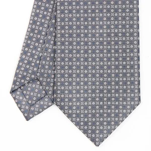 Dark Grey Sartorial Classic Silk Tie - Small Flower Designs>E.Marinella Store