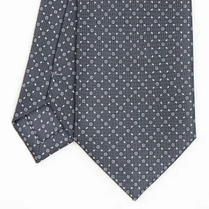 Dark Grey Sartorial Classic Silk Tie - Small Flower Pattern>E.Marinella Best