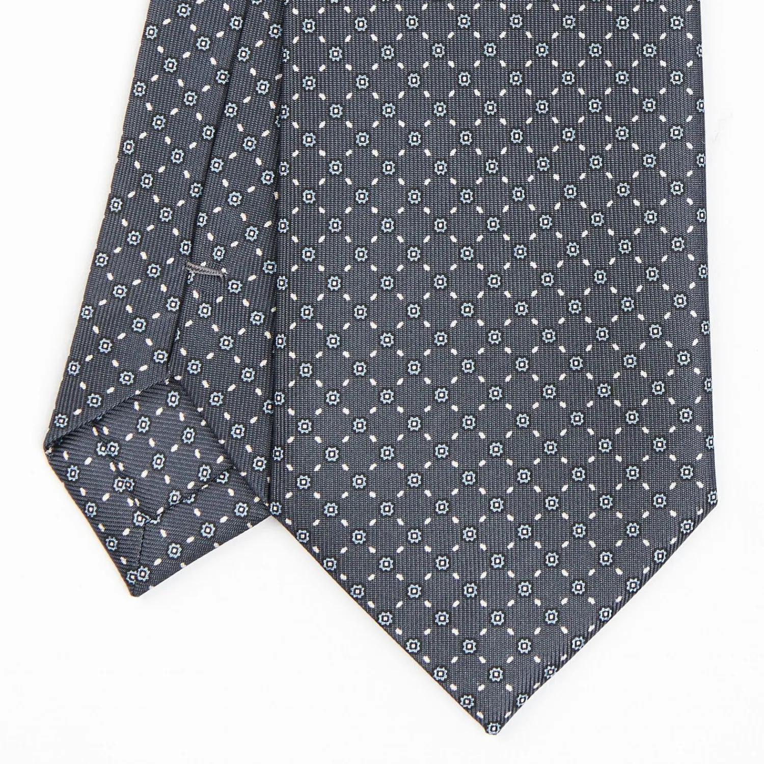 Dark Grey Sartorial Classic Silk Tie - Small Flower Pattern>E.Marinella Best