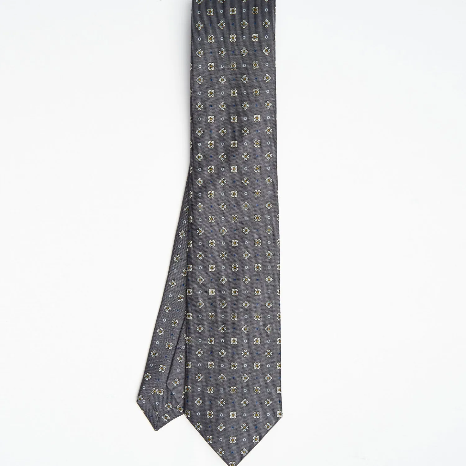 Dark Grey Sartorial Classic Silk Tie Large Flower Pattern>E.Marinella Outlet