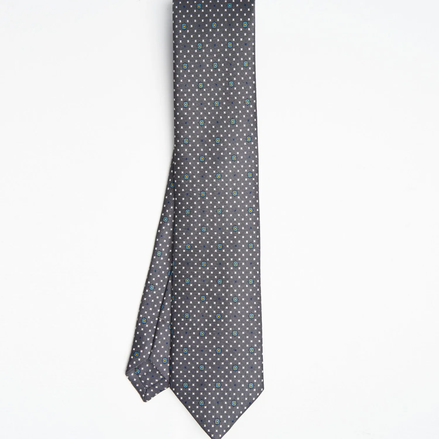 Dark Grey Sartorial Classic Silk Tie Small Flower Pattern>E.Marinella Best