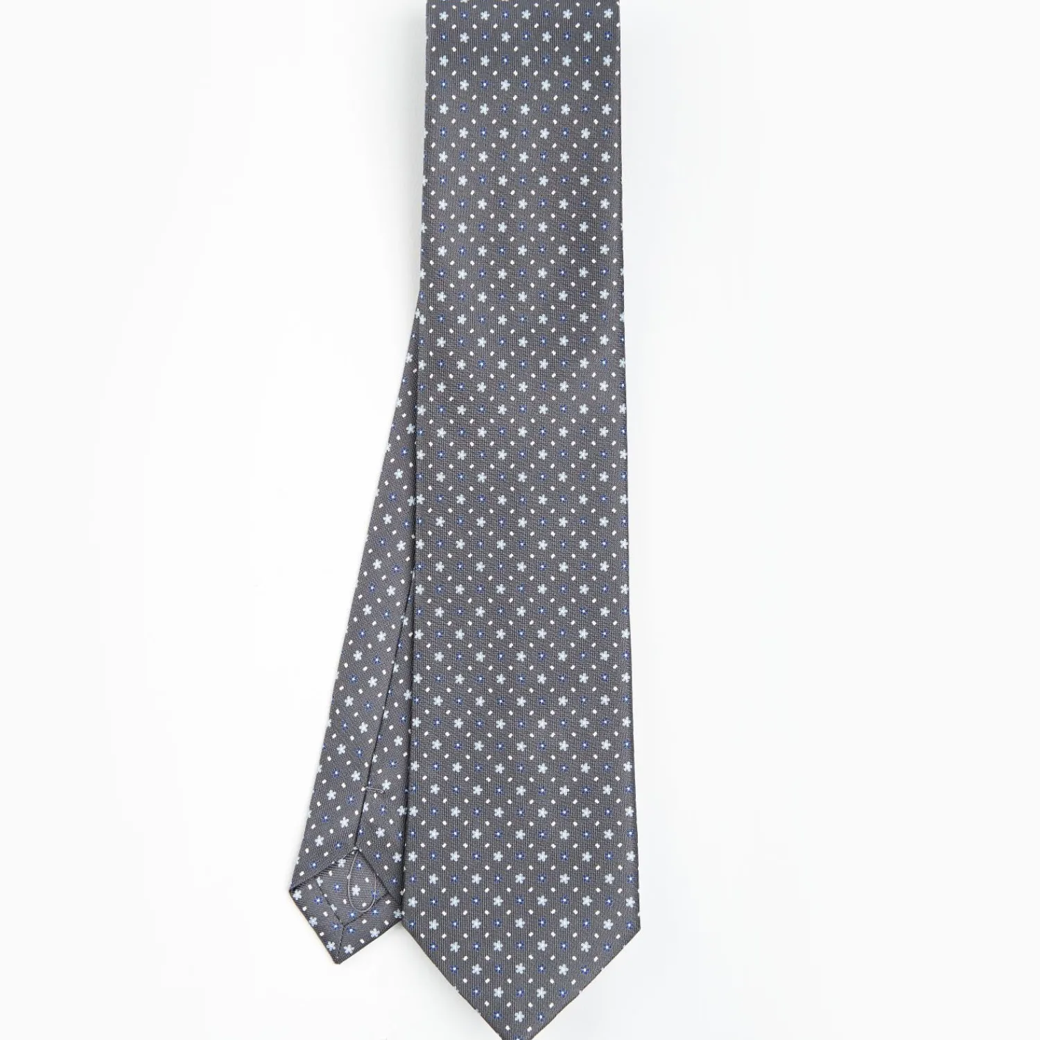 Dark Grey Sartorial Classic Silk Tie - Small Flower Pattern>E.Marinella Sale