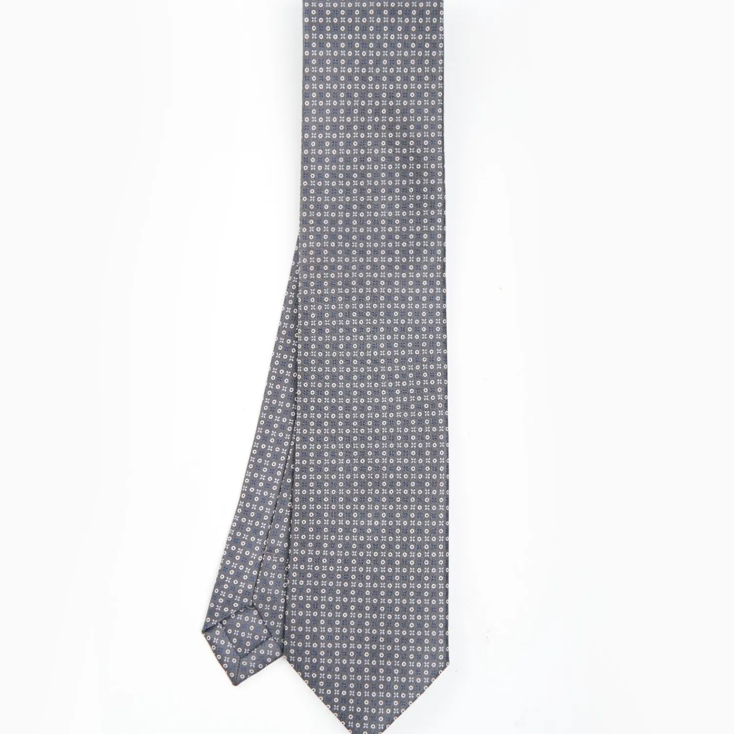 Dark Grey Sartorial Classic Silk Tie - Small Flower Designs>E.Marinella Store