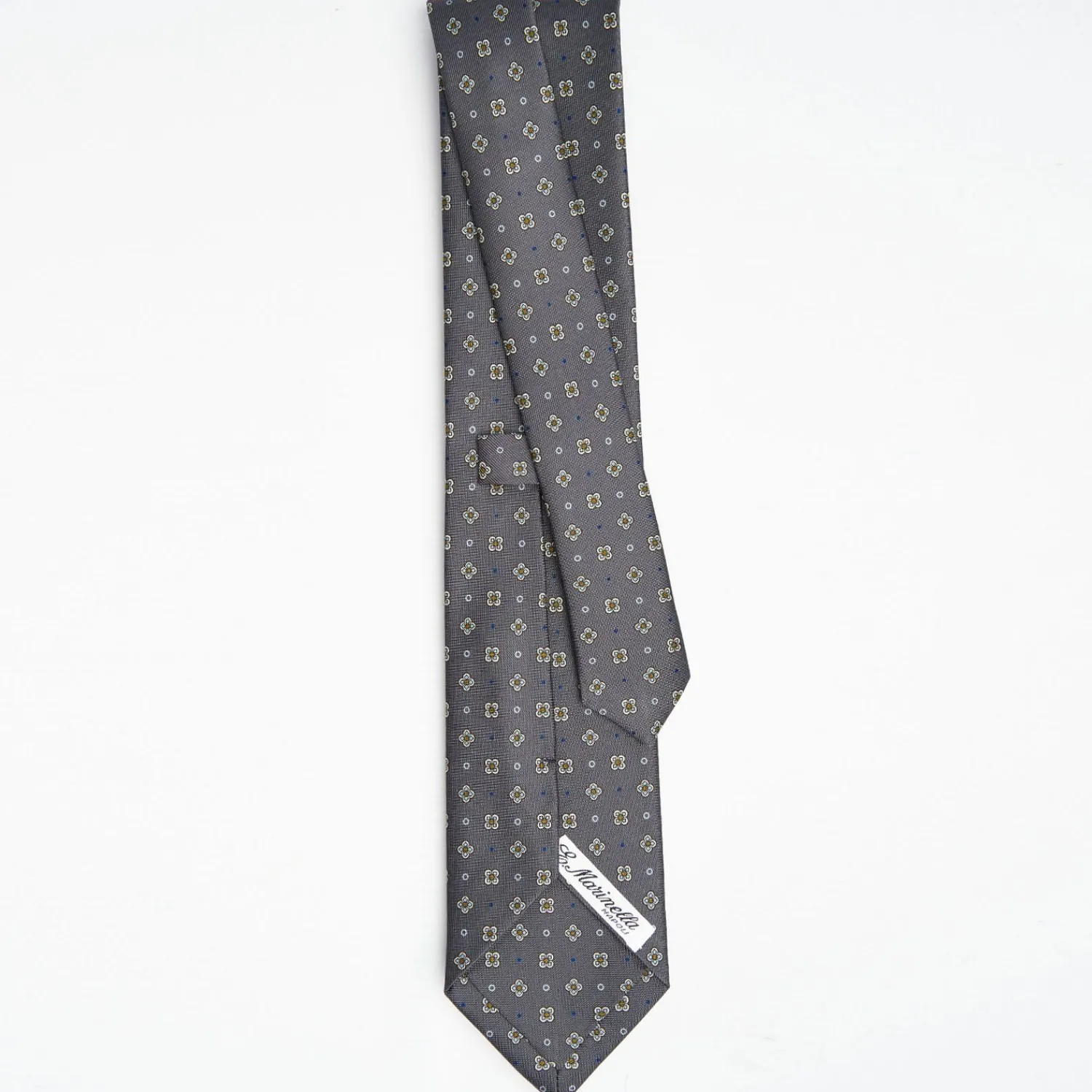 Dark Grey Sartorial Classic Silk Tie Large Flower Pattern>E.Marinella Outlet