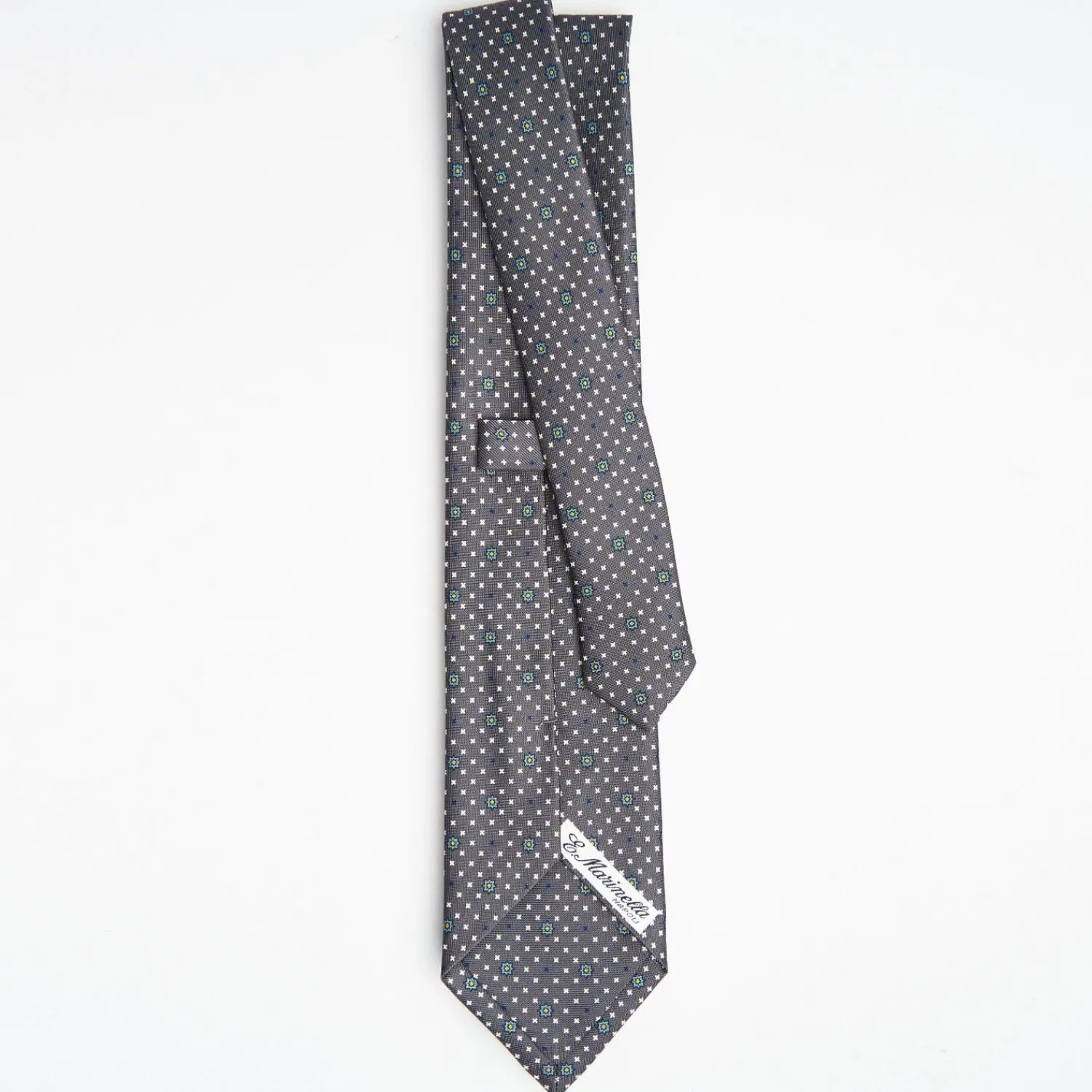 Dark Grey Sartorial Classic Silk Tie Small Flower Pattern>E.Marinella Best