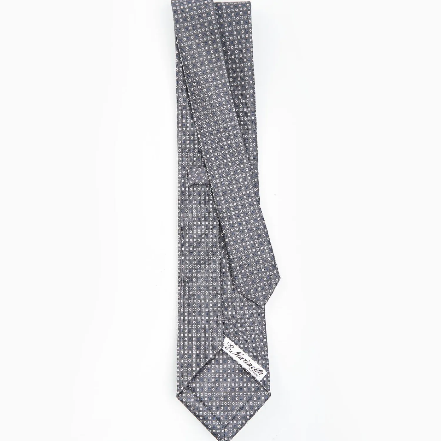 Dark Grey Sartorial Classic Silk Tie - Small Flower Designs>E.Marinella Store