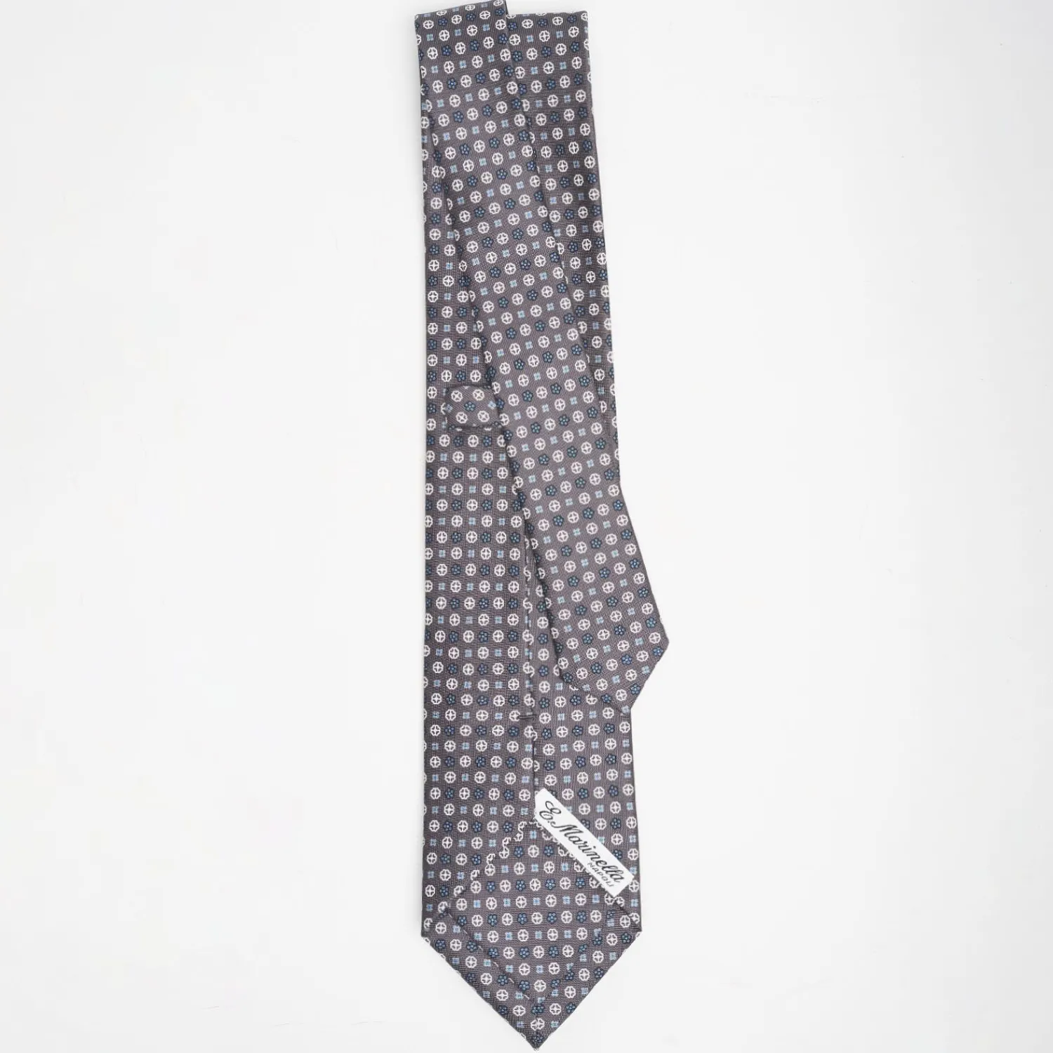 Dark Grey Sartorial Classic Silk Tie Small Flower Pattern>E.Marinella Online