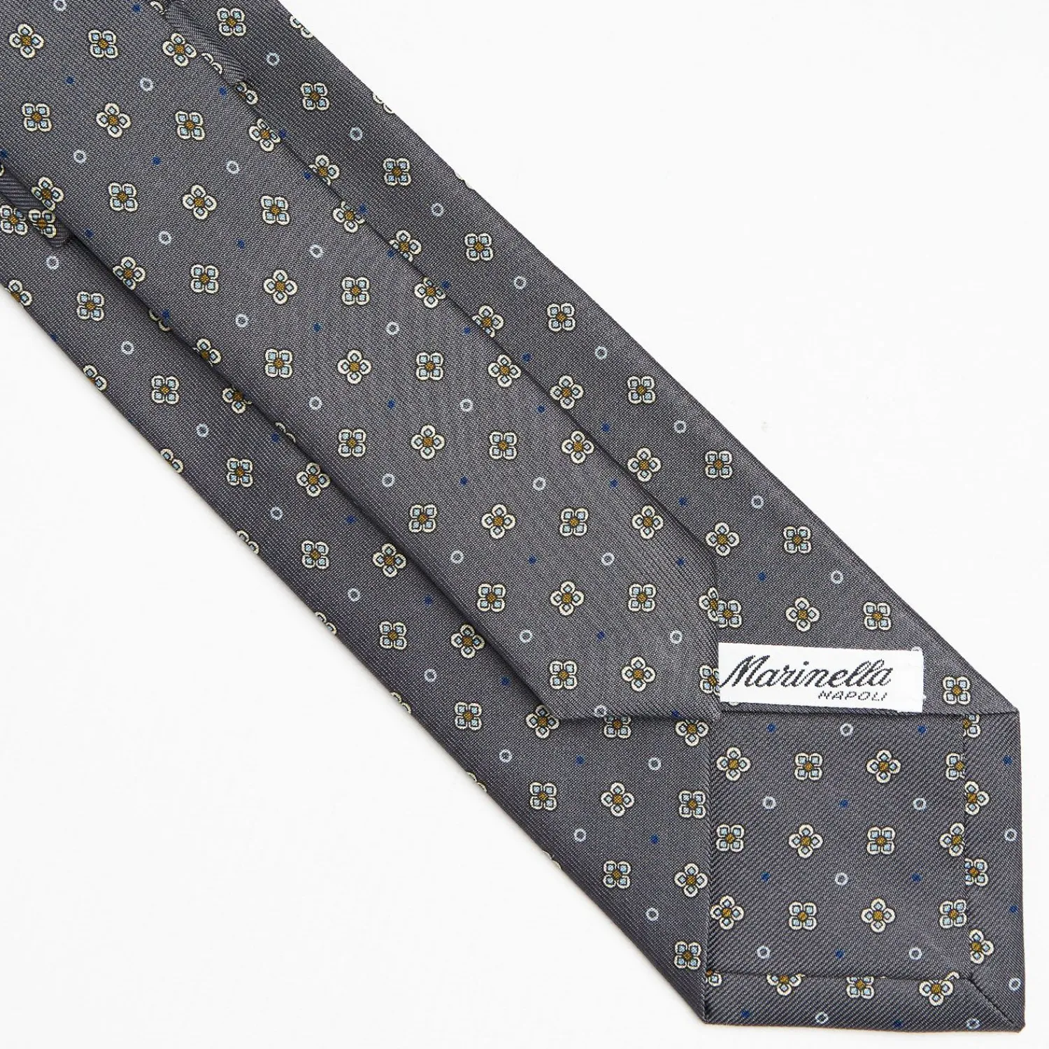 Dark Grey Sartorial Classic Silk Tie Large Flower Pattern>E.Marinella Outlet