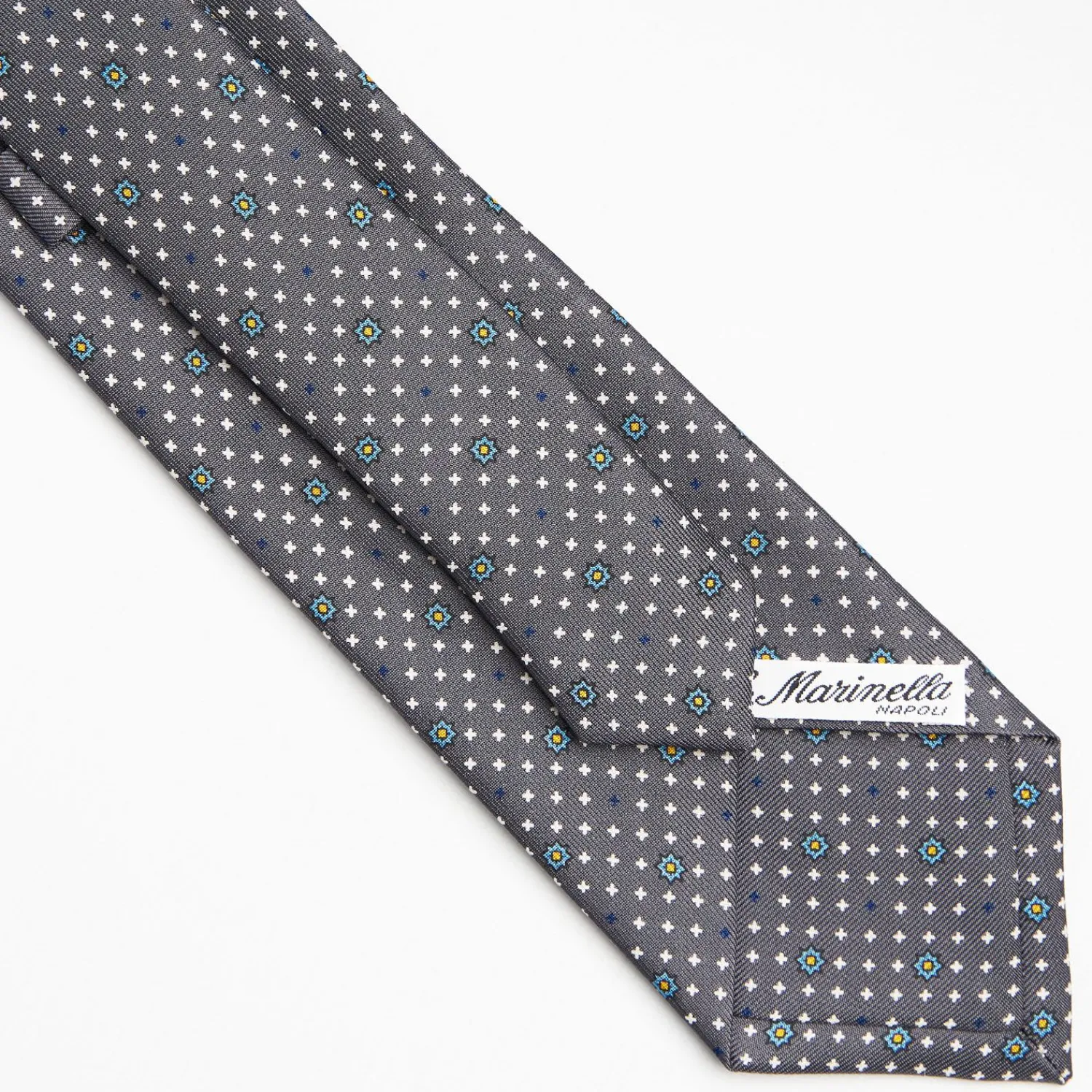 Dark Grey Sartorial Classic Silk Tie Small Flower Pattern>E.Marinella Best