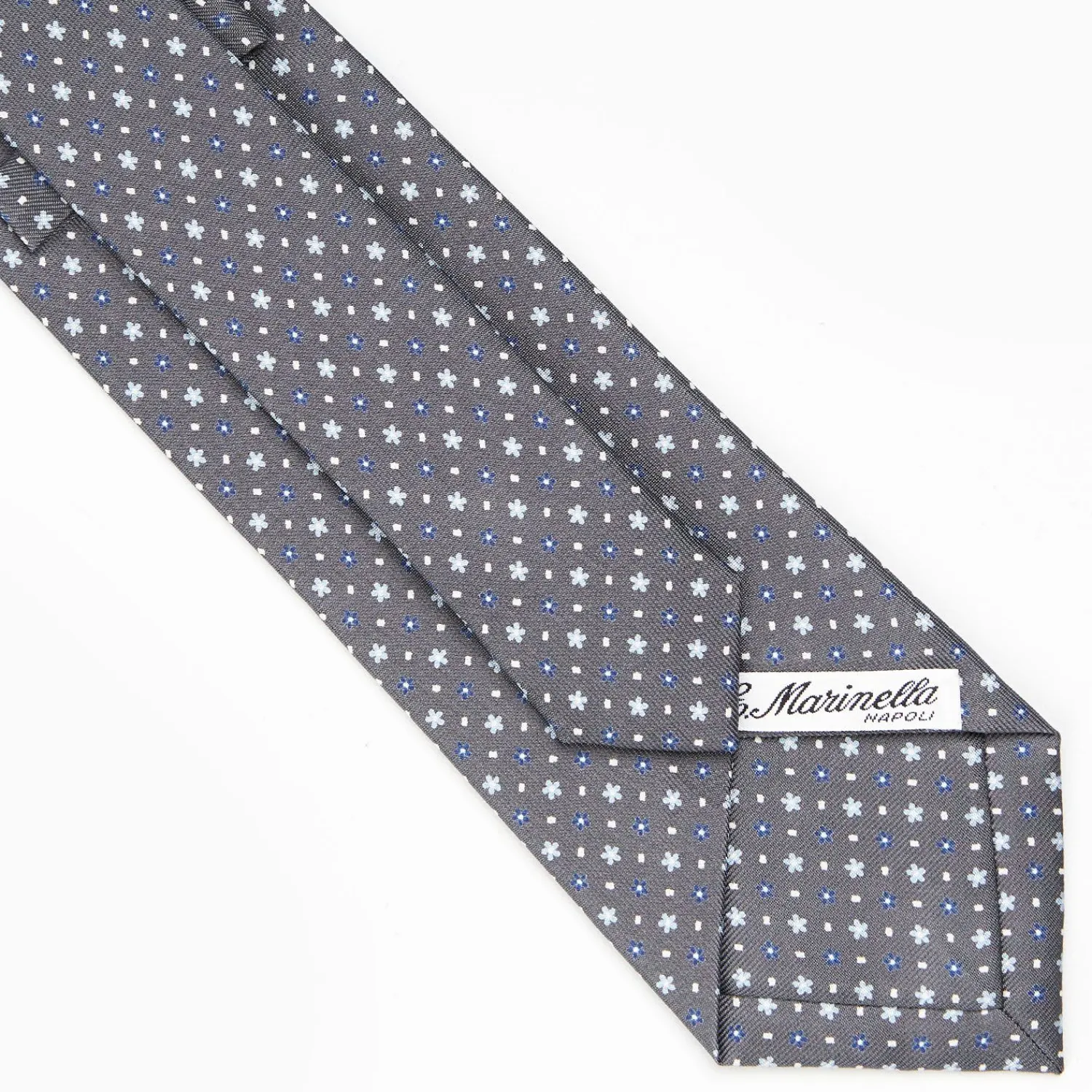 Dark Grey Sartorial Classic Silk Tie - Small Flower Pattern>E.Marinella Sale