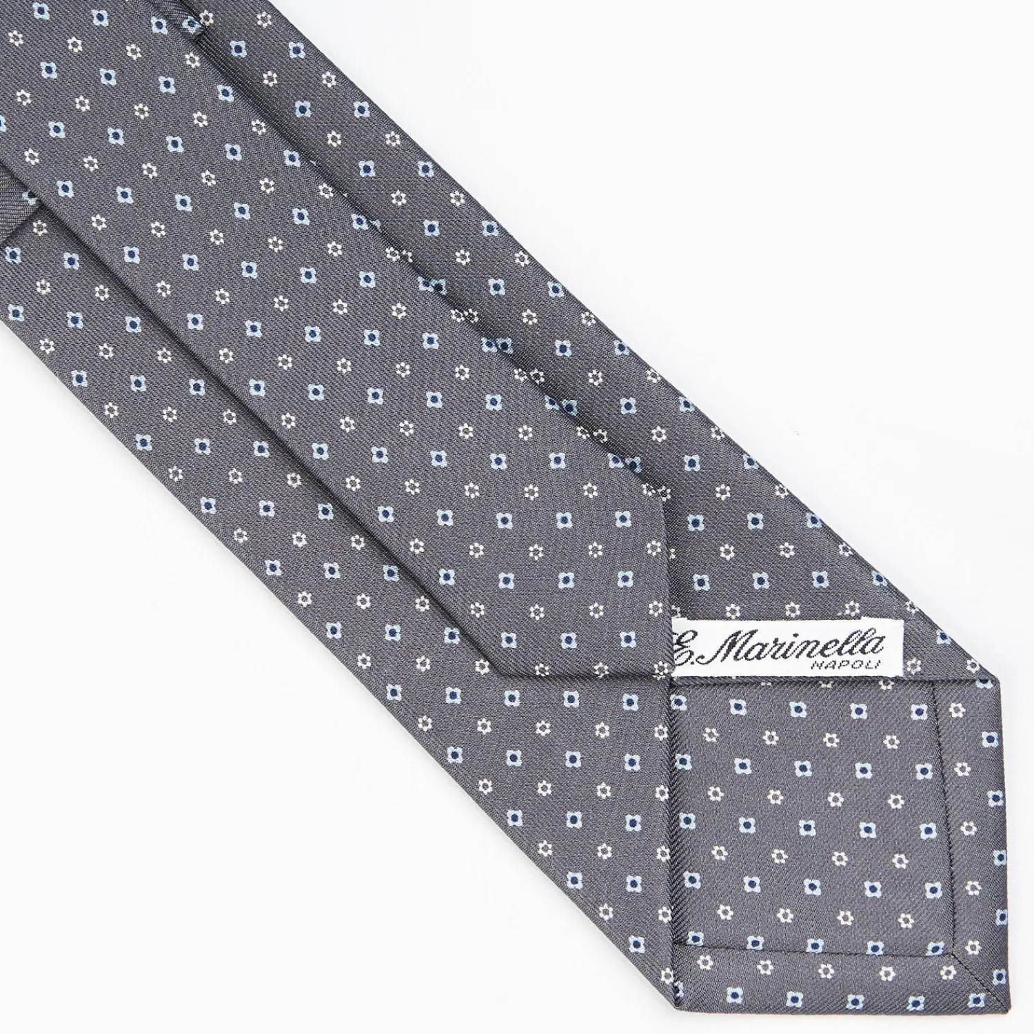 Dark Grey Sartorial Classic Silk Tie - Small Flower Designs>E.Marinella Best Sale