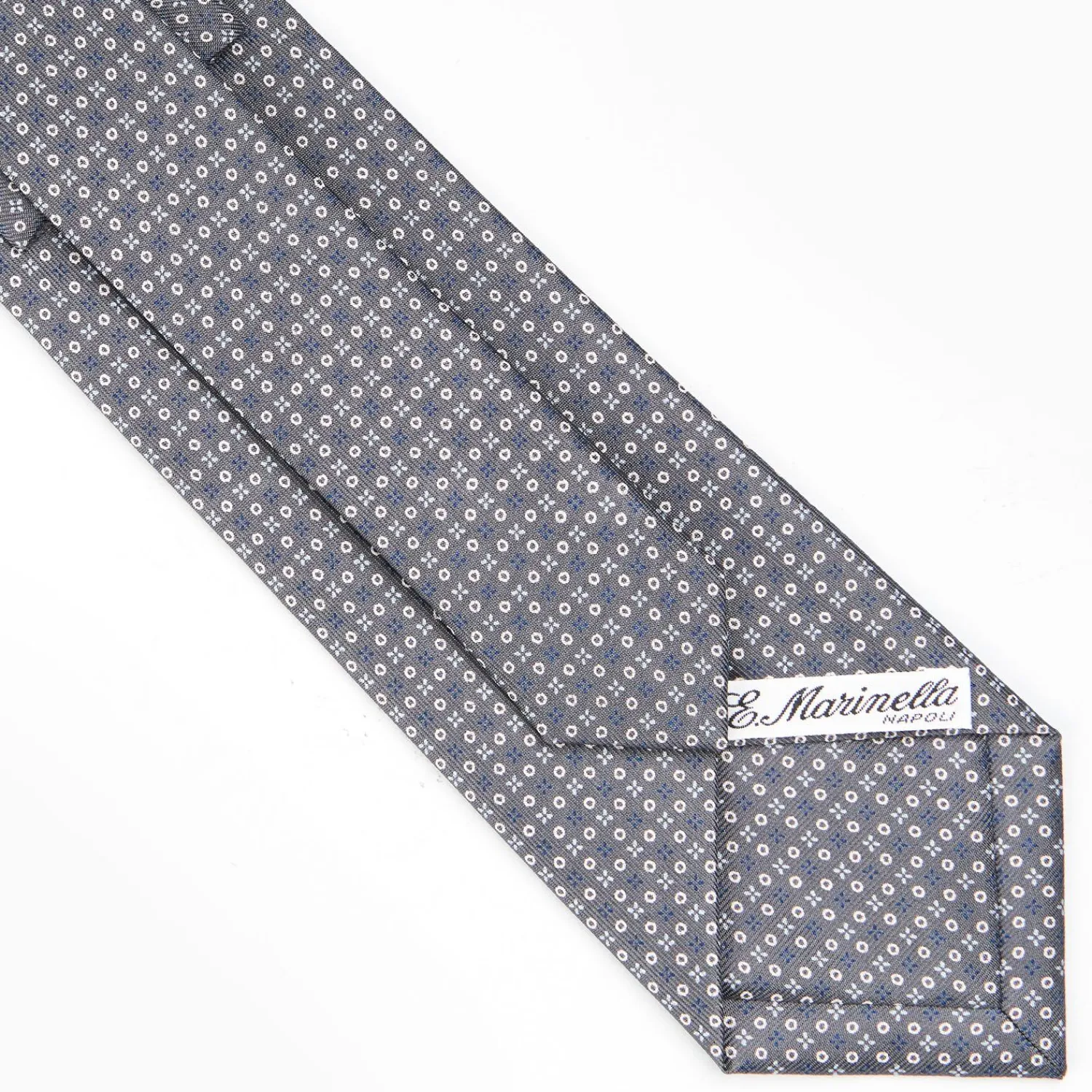 Dark Grey Sartorial Classic Silk Tie - Small Flower Designs>E.Marinella Store