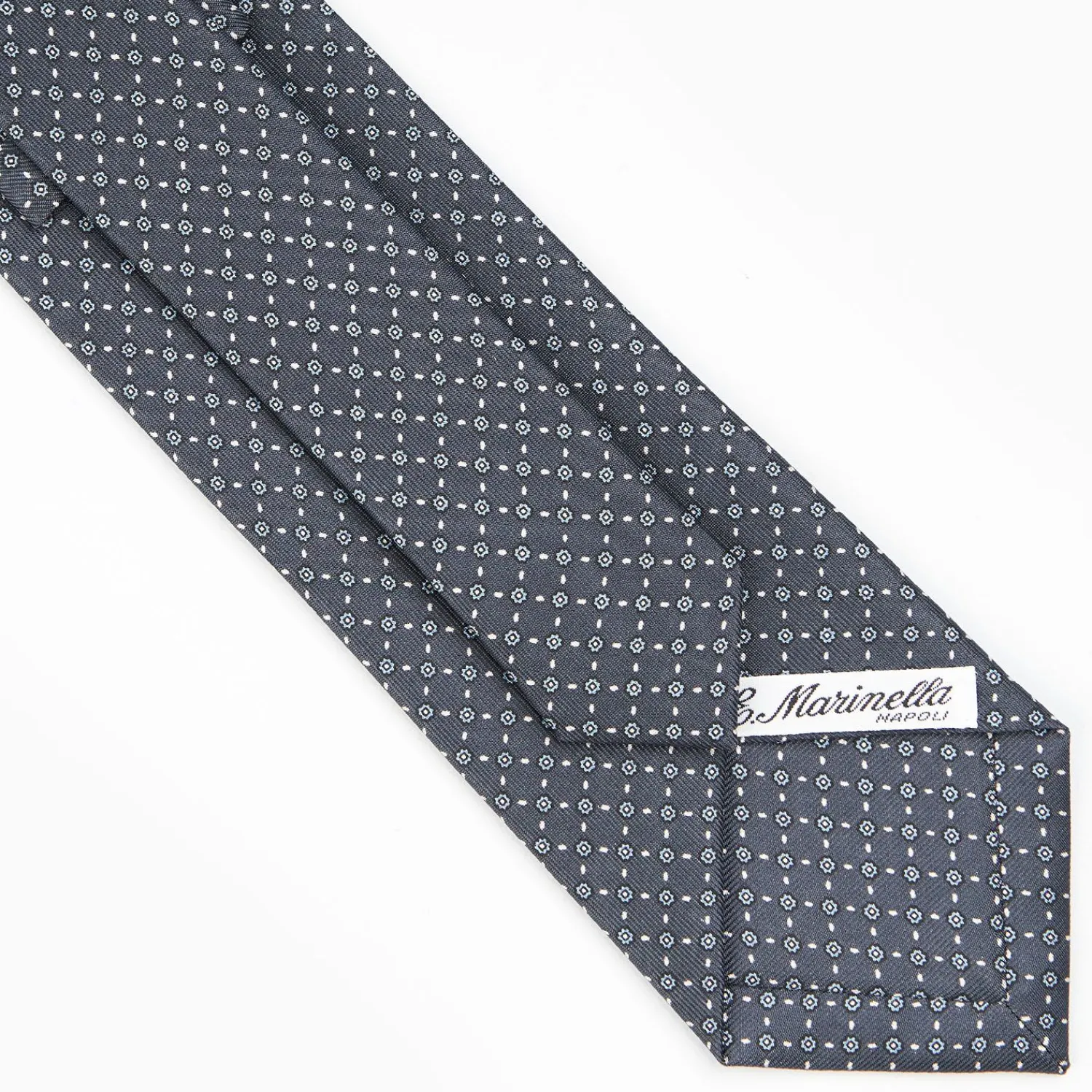 Dark Grey Sartorial Classic Silk Tie - Small Flower Pattern>E.Marinella Best