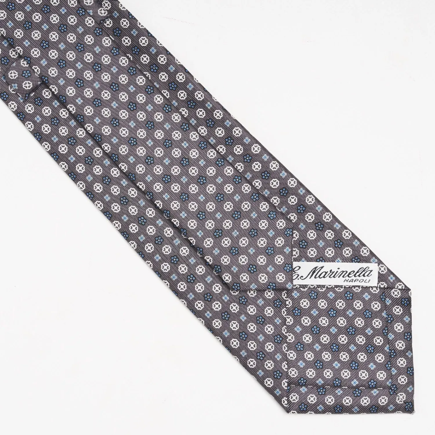 Dark Grey Sartorial Classic Silk Tie Small Flower Pattern>E.Marinella Online