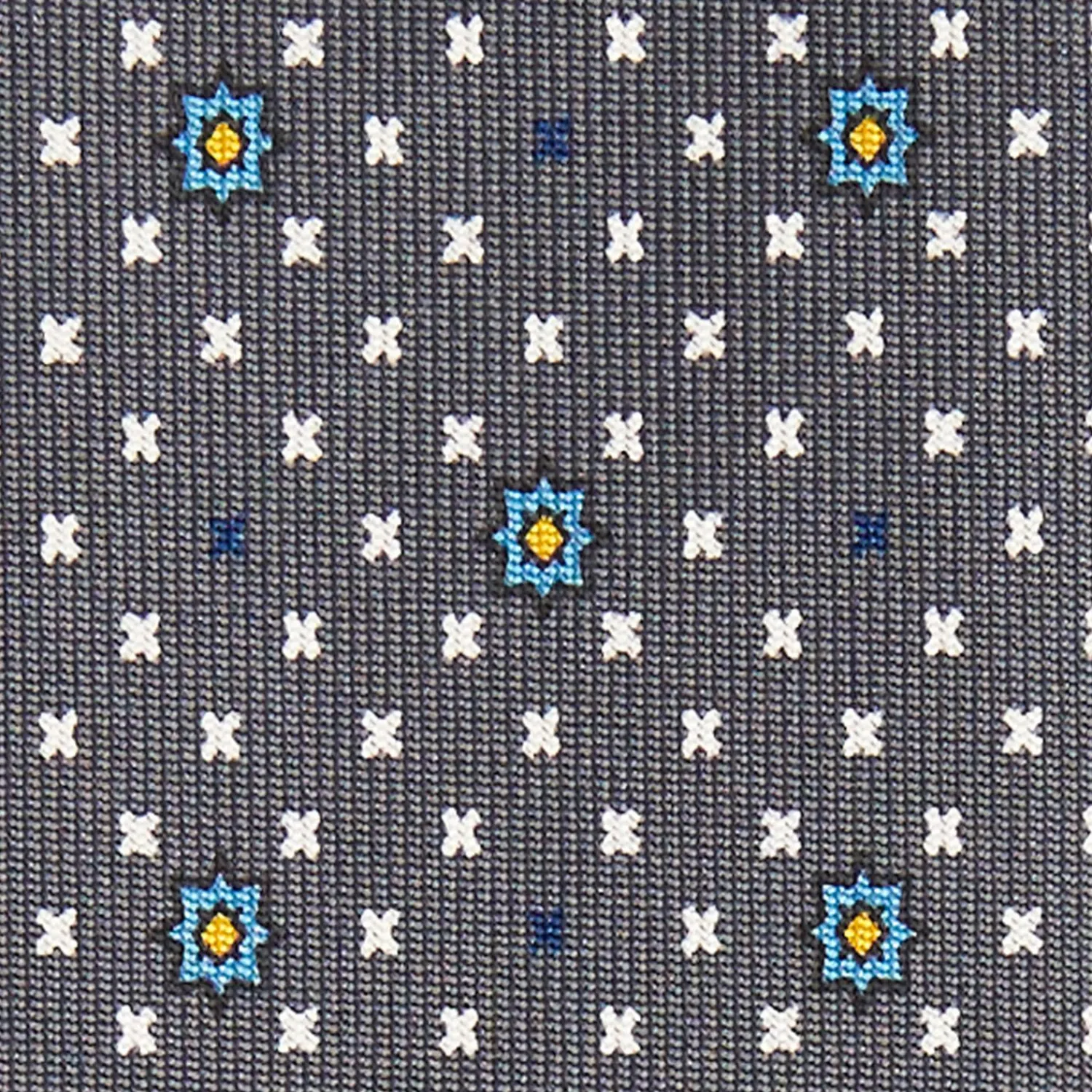 Dark Grey Sartorial Classic Silk Tie Small Flower Pattern>E.Marinella Best