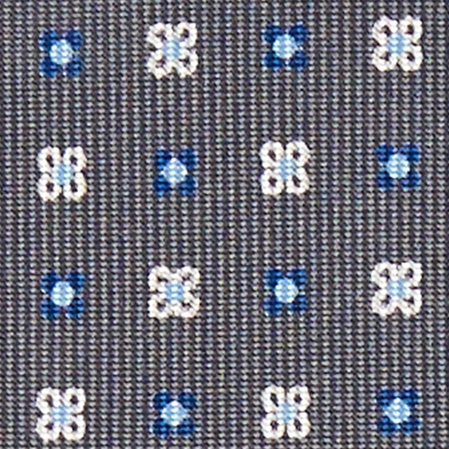Dark Grey Sartorial Classic Tie - Small Flower Pattern>E.Marinella Clearance