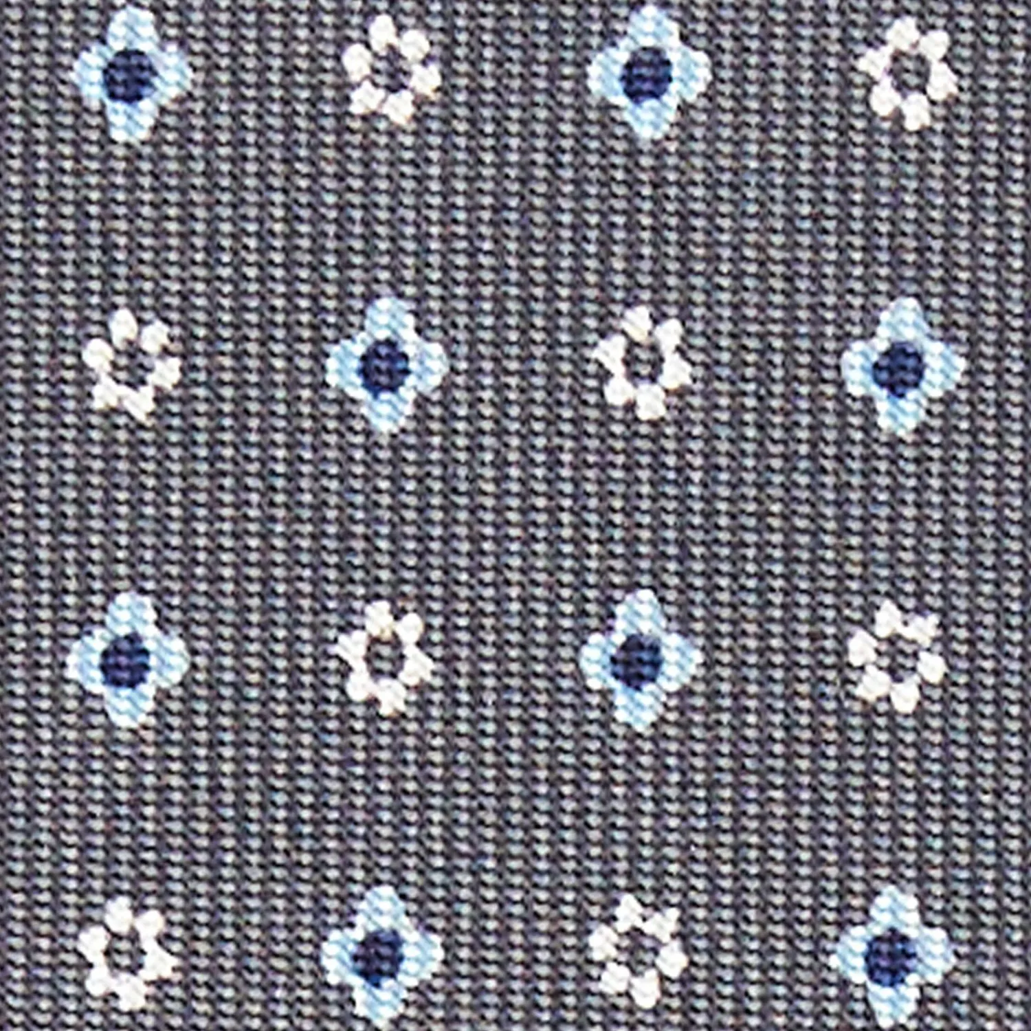 Dark Grey Sartorial Classic Silk Tie - Small Flower Designs>E.Marinella Best Sale
