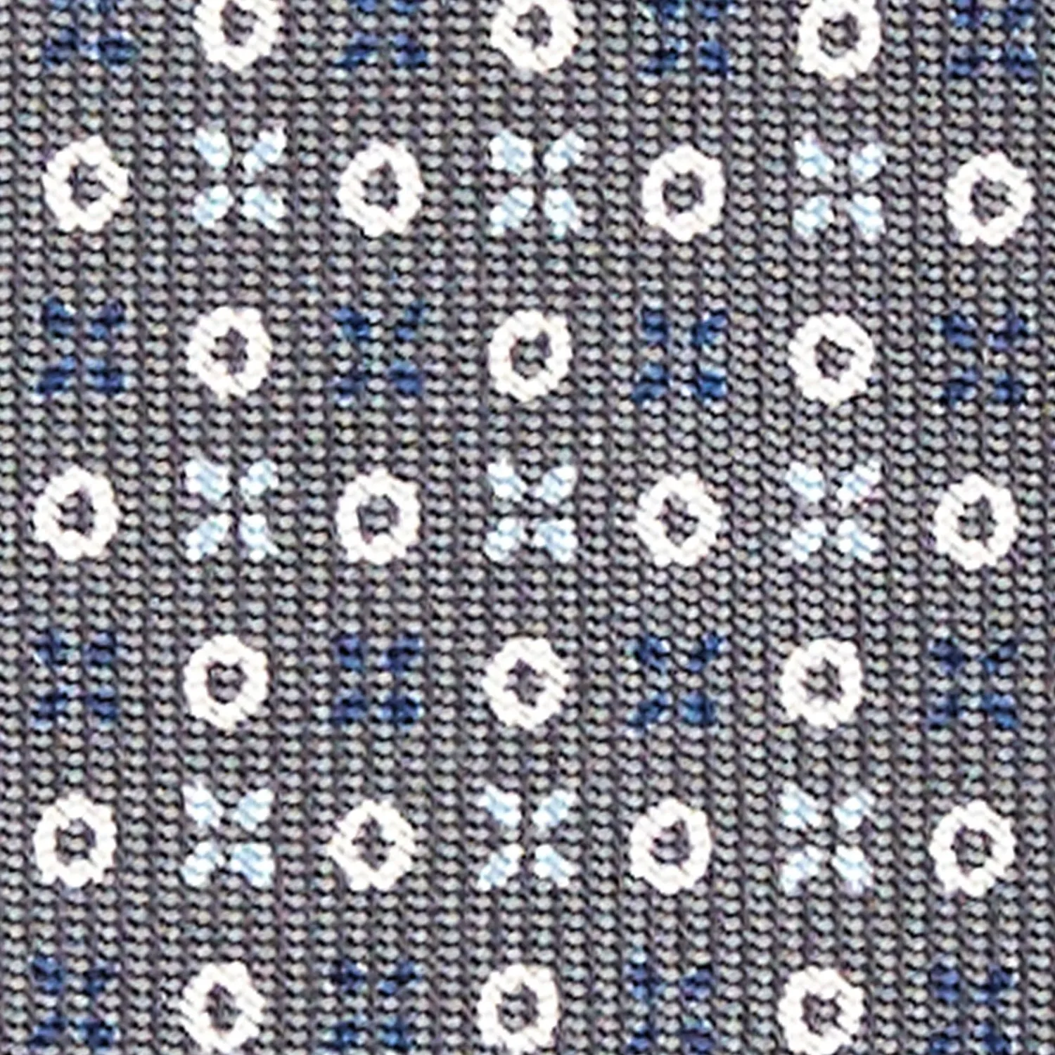 Dark Grey Sartorial Classic Silk Tie - Small Flower Designs>E.Marinella Store