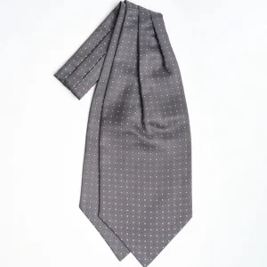 Dark Grey Silk Ascot Tie - Small Flower Designs>E.Marinella Cheap