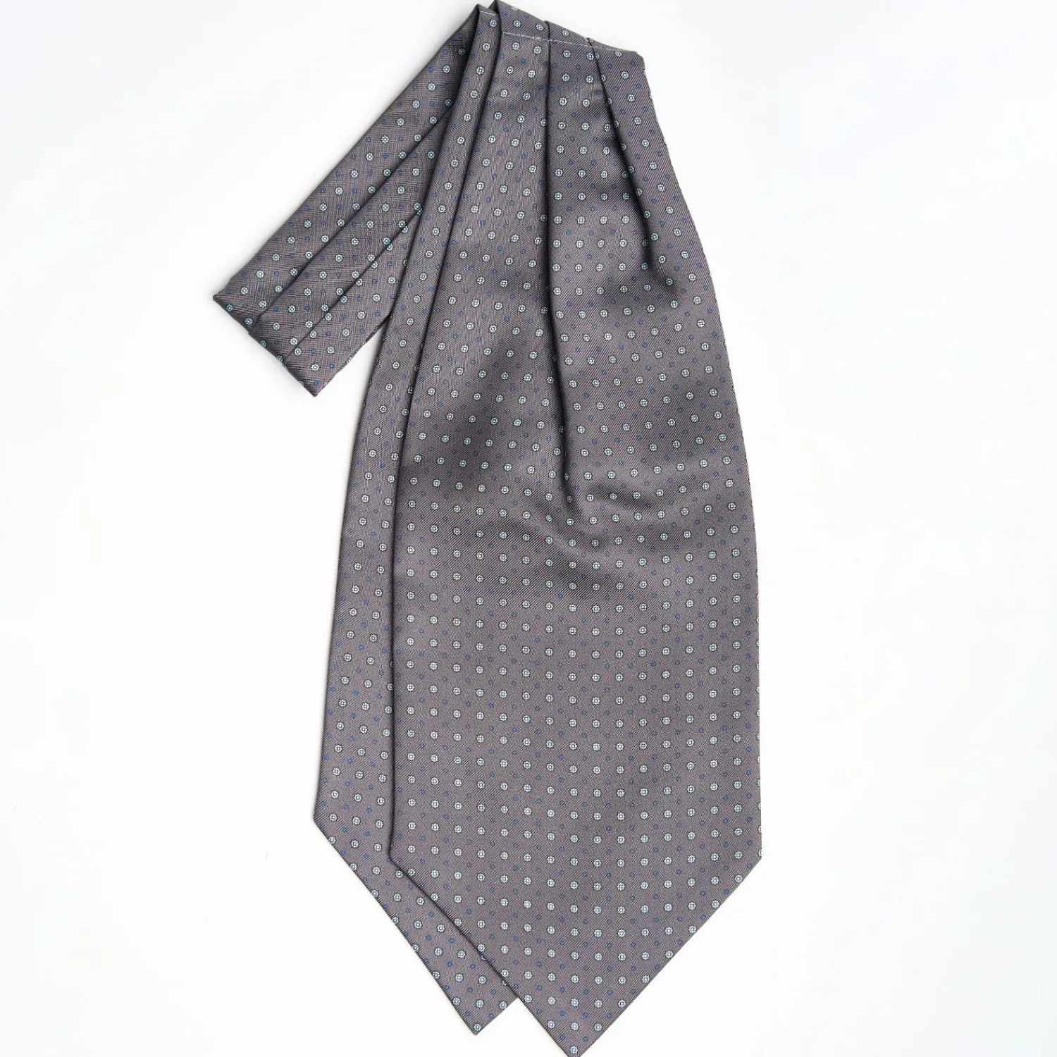 Dark Grey Silk Ascot Tie - Small Flower Designs>E.Marinella Cheap