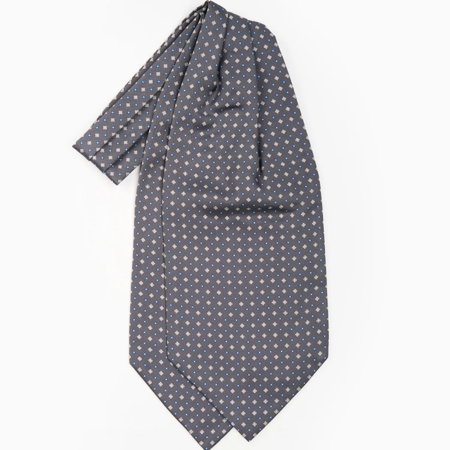 Dark Grey Silk Ascot Tie - Small Flower Pattern>E.Marinella Cheap