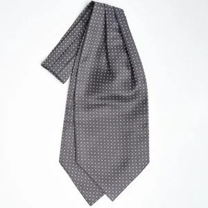 Dark Grey Silk Ascot Tie - Small Flower Designs>E.Marinella Hot