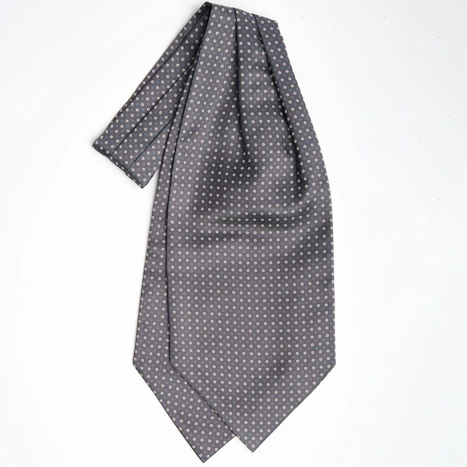 Dark Grey Silk Ascot Tie - Small Flower Designs>E.Marinella Hot