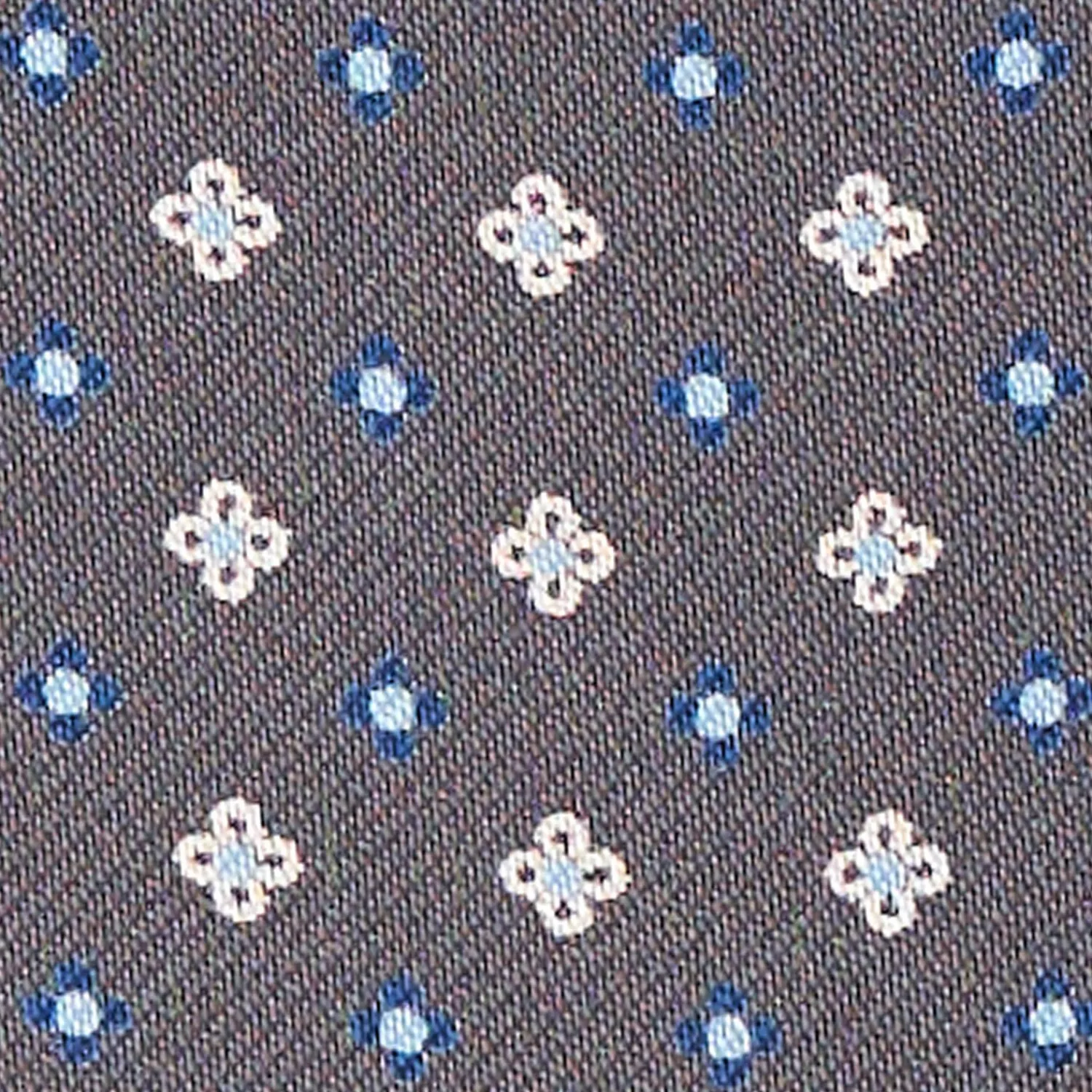 Dark Grey Silk Ascot Tie - Small Flower Pattern>E.Marinella Cheap