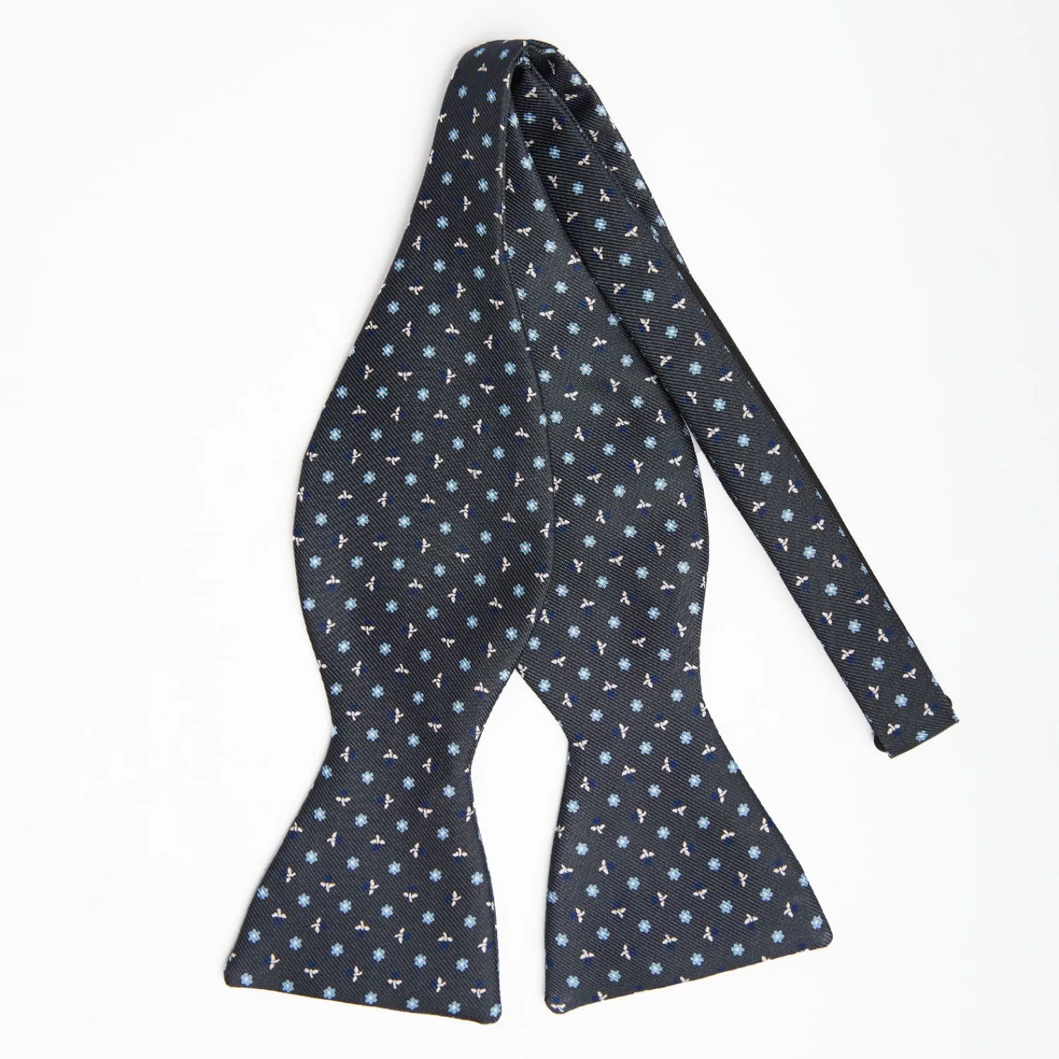 Dark Grey Silk Bowtie To Self-Tie - Small Flower Pattern>E.Marinella Cheap