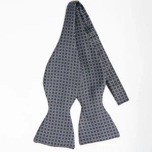 Dark Grey Silk Bowtie To Self-Tie - Small Flower Pattern>E.Marinella Sale