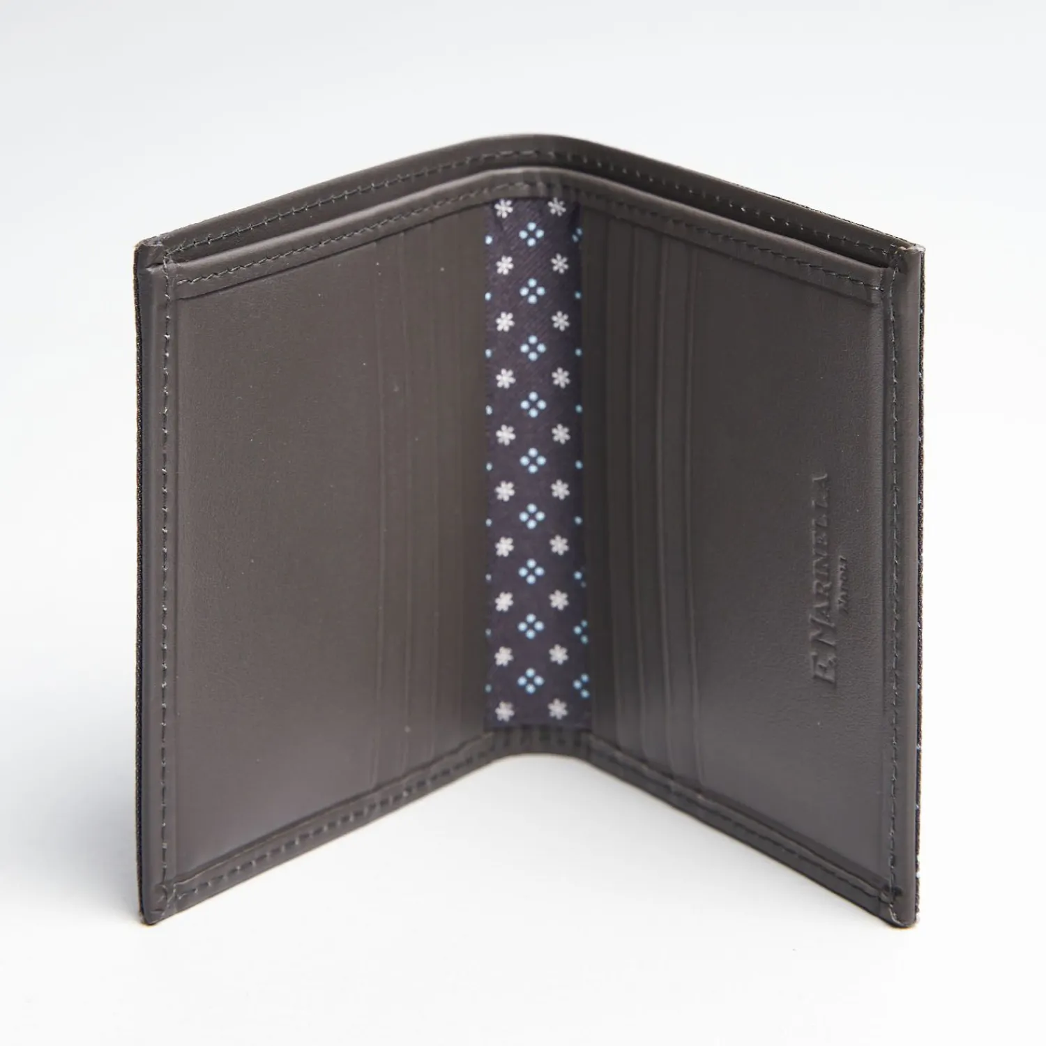 Dark Grey Small Wallet In Silk And Leather>E.Marinella Sale