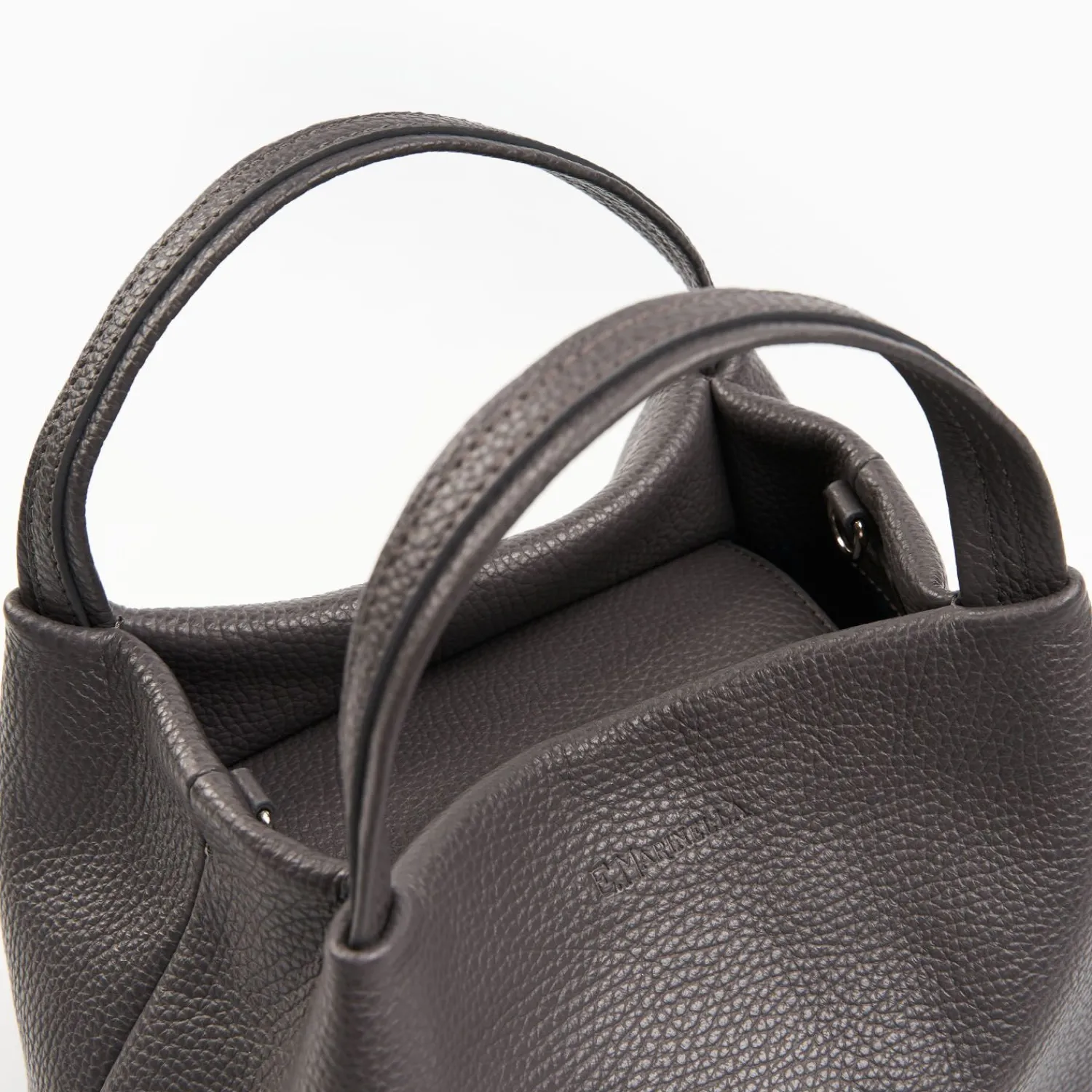 Dark Grey Textured Leather Soft Mini Bag>E.Marinella Cheap