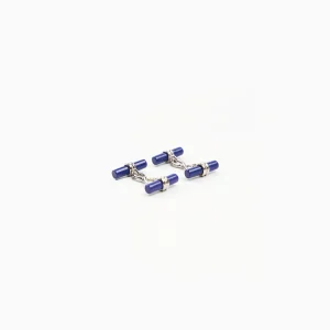 Double Bar Cufflinks With Lapis In Silver>E.Marinella Discount