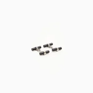 Double Bar Cufflinks With Onyx In Silver>E.Marinella Shop