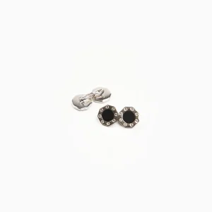 Double Octagonal Cufflinks With Onyx In Silver>E.Marinella Best