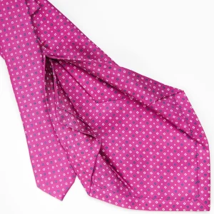 Fuchsia 5 Fold Sartorial Silk Tie - Small Flower Pattern>E.Marinella Best