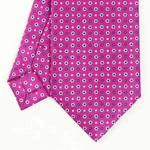 Fuchsia Sartorial Classic Silk Tie - Small Flower Pattern>E.Marinella Cheap
