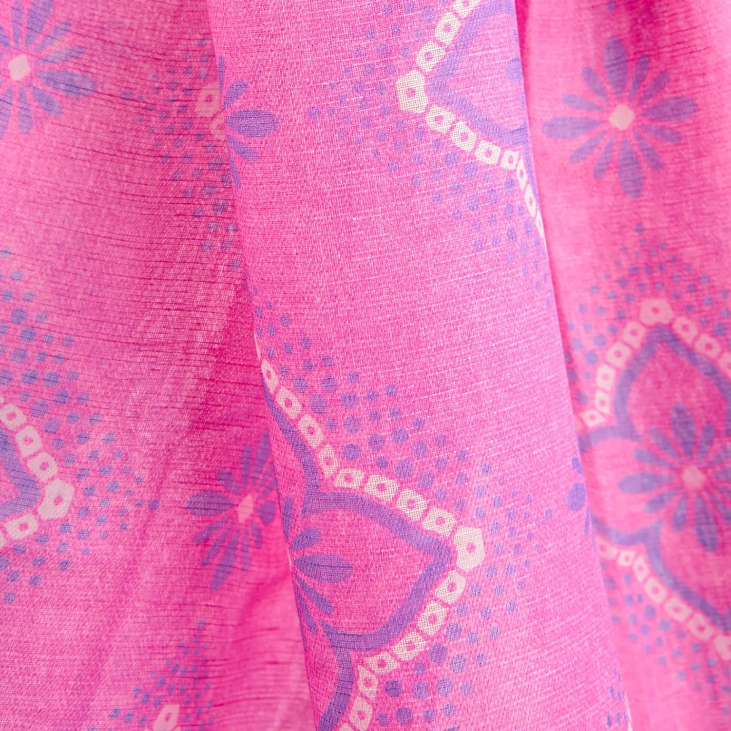Fucsia Cotton And Linen Scarf - Blue Macro Flowers>E.Marinella Store