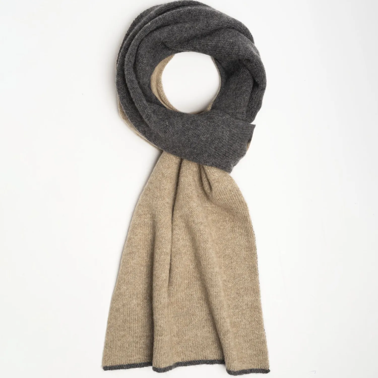 Gray And Light Brown Two-Tone Solid Cashmere Neck Warmer>E.Marinella Fashion